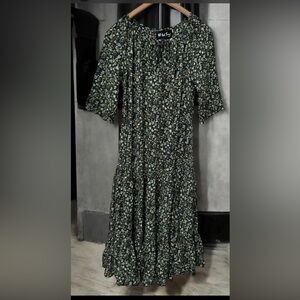 Vintage 90s All That Jazz Ditsy Floral Keyhole Front Dress Cottage core Sz 12